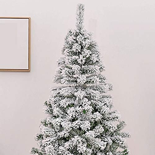 Коледно дърво ZPEE от Бяло PVC, Бор с Изкуствен Сняг Флокированием, Навесная коледно Дърво с Метална стойка,