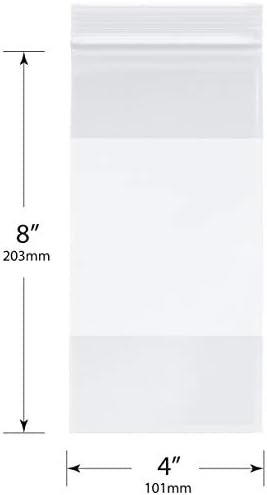Отново закрываемые найлонови торбички Plymor джоб с бял блок, 2 Мил, 4 x 8 (опаковка от 1000 броя)