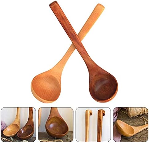 Лъжици за смесване на 2 елемента Дървена Лъжица за Супа Дървена Половник Лъжичка За Готвене, Кухненска Посуда