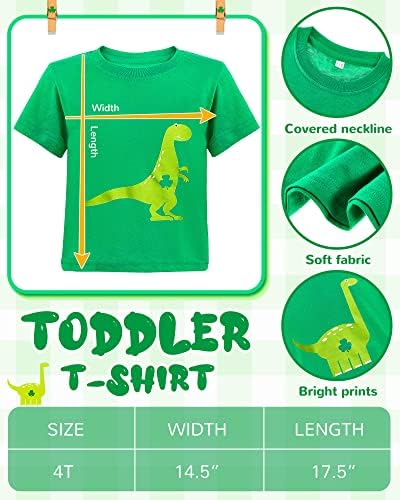 Комплект от 2 теми, Тениски в Деня на Св. Патрик, Детска Ирландската тениска с Детелина, Тениска с Динозавром и