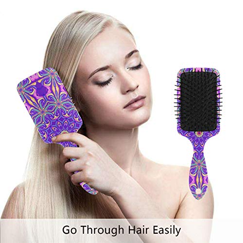 Четка за коса на въздушна възглавница Vipsk, Пластмасов за Боядисана Мандала Datura Лилав цвят, Подходящ за добър масаж и Антистатични разнищване на Косата, подходящ за ?