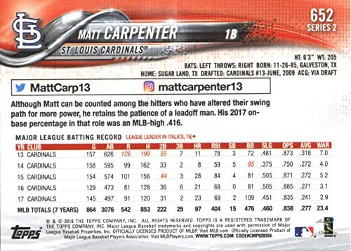 2018 Бейзболна картичка Topps Series 2#652 Мат Карпентър, Сейнт Луис Кардиналс - GOTBASEBALLCARDS