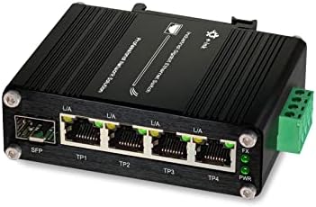 Промишлен Gigabit Ethernet Switch Throncom с 4 Порта, Закалени Оптичен комутатор 10/100/1000 Mbps с Адаптивни SFP слот 100/1000 М, Din-рейк/Монтиране на стена, Unmanaged Мрежов комутатор 12-48 vdc, 5-Порто?