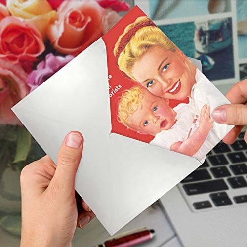 NobleWorks - Забавна Картичка за Деня на майката в Плик - Любяща, Хумористичен Картичка за мама - Първото правило на възпитание 0230