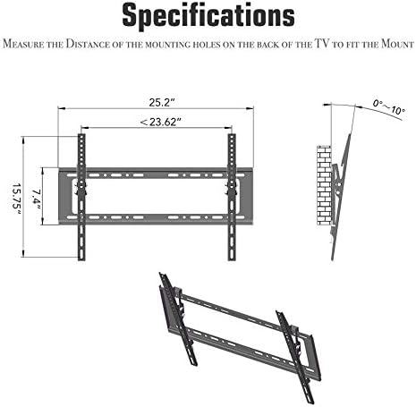 Стенни поставка за телевизор в края на леглото от неръждаема стомана за повечето плоски извити телевизори с диагонал