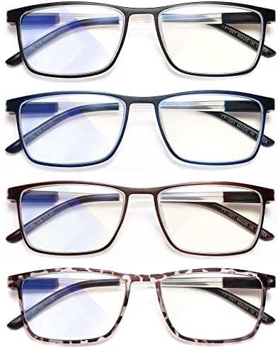 Очила за четене EYEURL 4 в опаковка за мъже и жени - Ридеры, блокиране на синя светлина, с кутия пролетта панти -