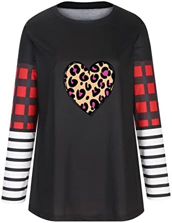 Тениски с Леопардовым Принтом във формата на Сърце, Дамски Тениски На Свети Валентин, в Карирани и Шарени, Лоскутная