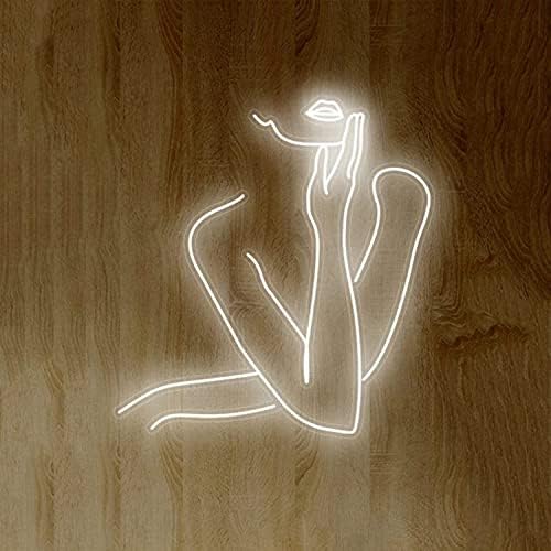 DVTEL Секси Дама Неонова реклама, Индивидуален Декор на Женското Тяло, Стенни Светещ Знак, Led Нощни лампи, Топло бяло, 60х60