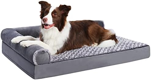 Ортопедично легло за кучета MIHIKK, Луксозен Плюшено канапе-легло за кучета с L-образна форма, с водоустойчива подплата, Разтегателен за спане за кучета с Подвижен Мие?