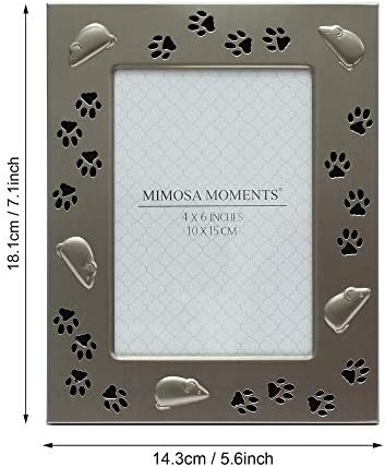 Метална Оловен рамка за снимки MIMOSA MOMENTS Пет 4x6 за Котки с Отпечатък на мишката и Лапи