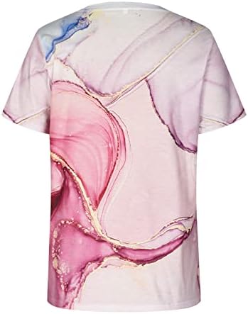 Горната Риза за Жени, Лятна Есен Облекло, Къс Ръкав, през Цялата Силует, Памучен Риза за Късна Закуска с Цветен Модел, 4P 4P