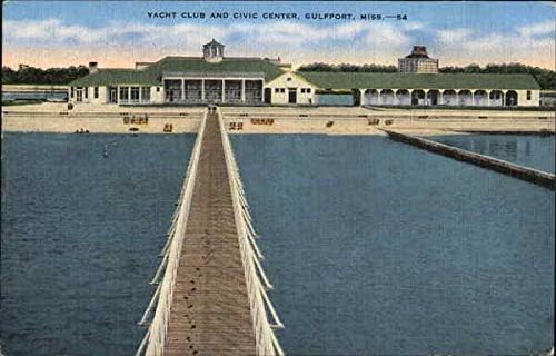 Яхт-клуба и граждански център Галфпорта, Мисисипи, MS Оригиналната антични картичка