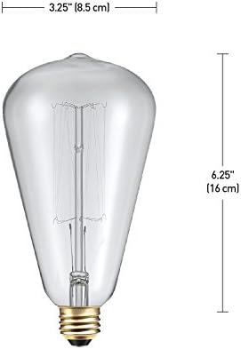 Globe Electric 83008 60 W Реколта Лампа с нажежаема Жичка Edison S-Type Galeon от Прозрачно Стъкло с Регулируема яркост, Цокъл