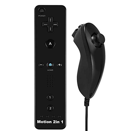 Безжичен контролер Yosikr за конзолата Wii с Motion Plus (Motion 1 опаковка, черен)