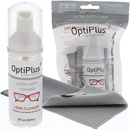 Препарат за почистване на лещи OptiPlus Ultrasoft Foam и кърпа от микрофибър с двойно предназначение | Препарат за почистване
