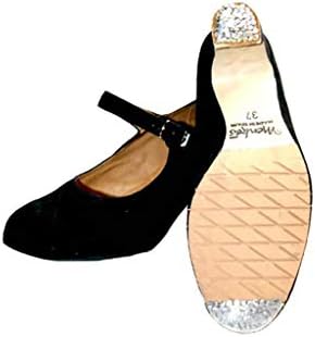 Menkes S. Обувки за фламенко За начинаещи, За момичета, Кожени, с пирони, Размер на 12.5 C (30EU), Черни