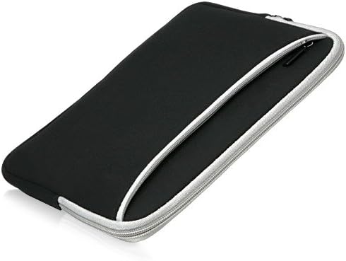 Калъф BoxWave, който е съвместим с Lenovo IdeaPad Duet Chromebook (10.1 инча - ZA6F) - Мек гащеризон с джоб, мек калъф От неопрен, джоб с цип на ръкава - Черно jet black с червена тапицерия
