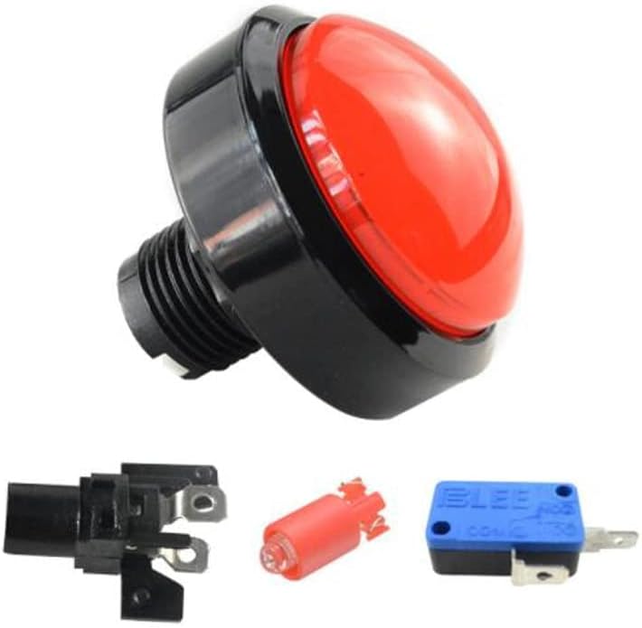 Аркадна Бутон 5 Цвята Led Лампа за 60 мм Издатини Голям Кръг Аркадни Видео Бутон Превключвател - (Цвят: бял)