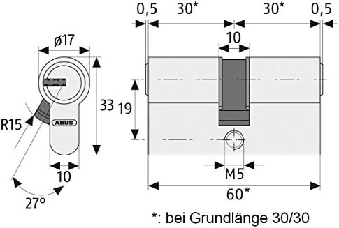 Цилиндров заключване ABUS Profile D6XNP 40/50 B/SB с карта-ключ и 5 Ключа, 483042