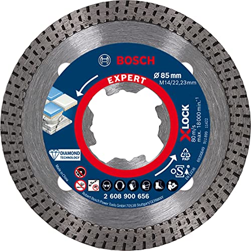 Diamond отрезной диск на Bosch Professional 1x Expert HardCeramic X-Lock (за твърди плочки, твърдо като камък, Ø 85 мм, Аксесоари