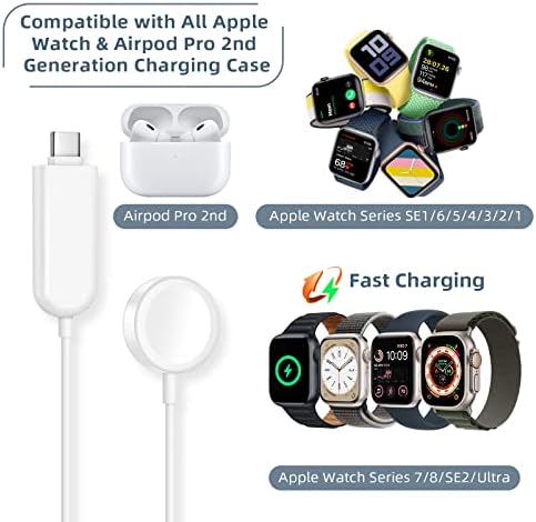 Кабела на зарядното устройство, USB C за часа, Съвместим с Apple Watch Серия SE2/8/7/6/5/4/3/2/1/ SE, зарядно устройство