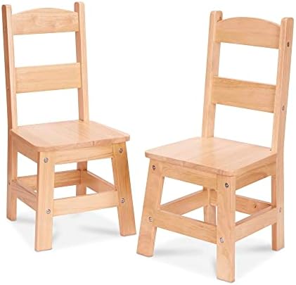 Дървени столове Melissa & Doug, Комплект мебели от 2 теми за игри стая - Детски Дървени столове, Детски Дървени мебели за игри