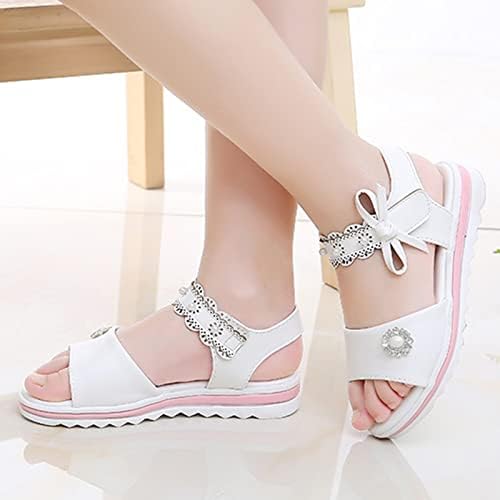 Qvkarw/ Детски обувки; Модни Сандали с дебела подметка с цветен модел; Удобни сандали Принцеса подметка; Футболни обувки за младежи (Бял, 13,5 за малки деца)