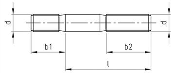 (50шт) Метрична шипове DIN 835, с Номинална дължина m20x75 мм (обща дължина 115 мм), Елегантен център, неръждаема стомана