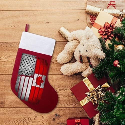 Коледни Чорапи с Черни Флага на САЩ и Канада, Отглеждане, Коледна Елха, Украса, Дядо Коледа, Висящи Украшения за Празника