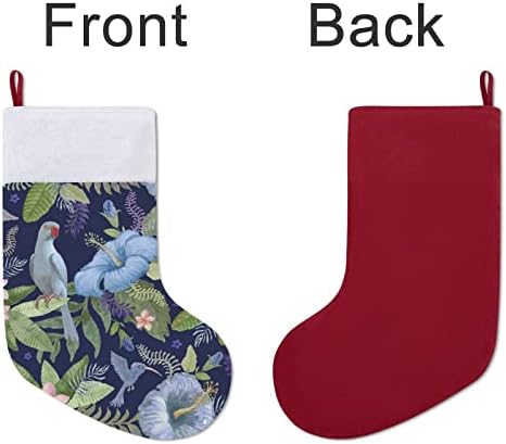 Акварелни Цветове на Хибискус и Плюмерии Коледни Чорапи Отглеждане на Коледна Елха Дядо коледа Декорации Висящи