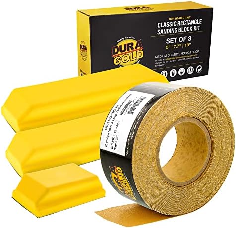 Комплект правоъгълни ръчни шлифовъчни блокове серия Dura-Gold Pro с 3 блока, 5 , 7-3/4 и 10, подплата с плетене на