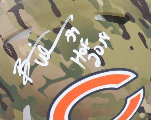 Автентичен каска Брайън Urlacher Chicago Bears с автограф Riddell Camo Alternate Speed Authentic с надпис HOF 18 - Каски NFL с автограф