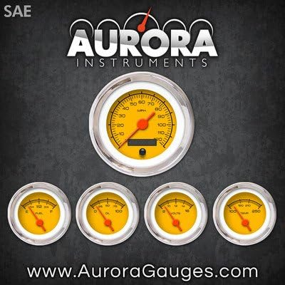 Комплект Aurora Instruments 1162 Competition Yellow SAE 5-ти калибър (оранжеви реколта игла, хром пръстени за довършителни