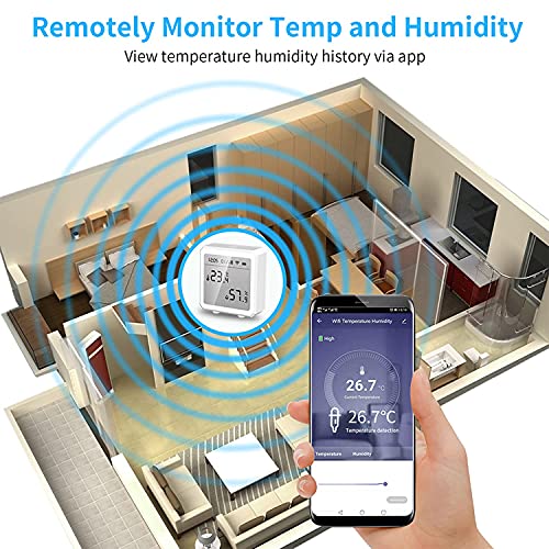 Умен WiFi Сензор за температура и влажност на въздуха, Термометър-Влагомер на Hristo за помещения с LCD дисплей, Поддръжка на Алекса Google Assistant, Дистанционно наблюдение за ?