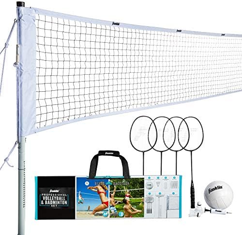 Комплекти Franklin Sports за волейбол + Бадминтон - Заден двор + Плажен волейбол + Комплект мрежи за бадминтон, играна