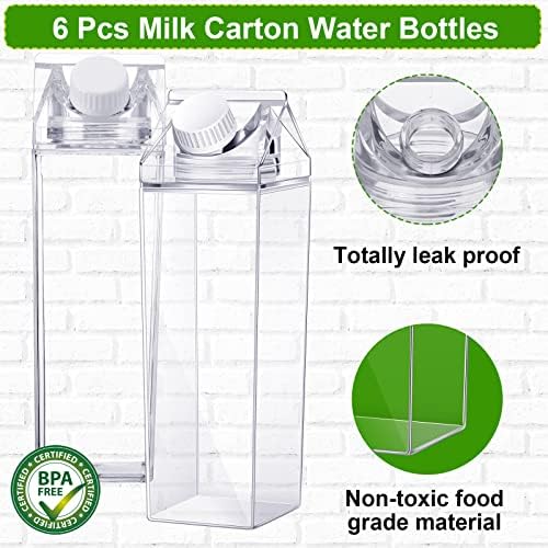 6 Броя Бутилка за вода От Картонени опаковки Мляко, Пластмасова Бутилка За Мляко и Стилна Множество Квадратна
