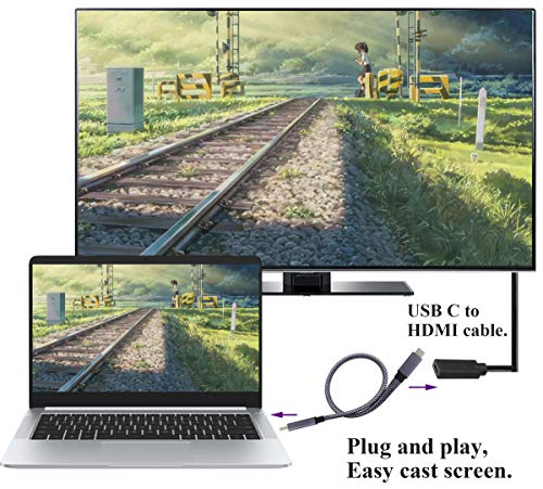 AAOTOKK Сплетен USB кабел 3.1 Type C Плосък кратък удлинительный кабел 3.1 USB Type C от мъжете на мъжа 4K @ 60Hz Gen 2 Поддържа зареждане, прехвърляне на данни, аудио, видео Кабел за лапт