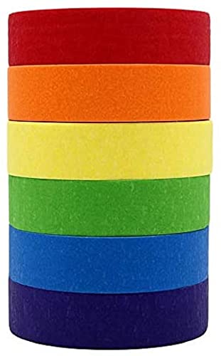 Цветното тиксо Guldsamp, 6 Ролки Цветни Хартиени ленти за Бродерия, Малярная Лента 0,59 инча x 65,6 метра, Лента за