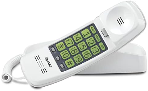 Кабелен домашен телефон AT & T TRIMLINE 213 с много големи бутони и визуален сигнал за разговор. Не е необходимо захранване