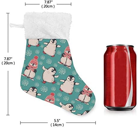 Коледни Чорапи ALAZA, Реколта Коледни Сладки Пингвини за каране на Кънки на лед, Класически Персонализирани Малки Чулочные