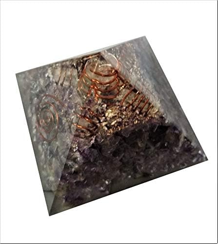 Пирамидка от Виолетово-аметистового Оргона с Енергиен Стълб от Кристален Кварц: Талисман за Изцеление, за Късмет, Божествения