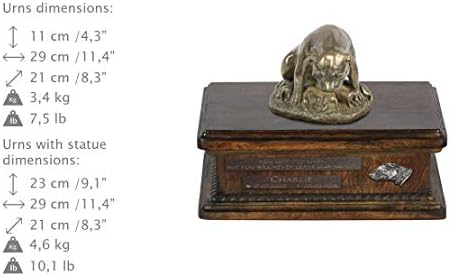 Английски стафордшир териер 3, Спомен Урна за Кучешки Праха със Статуя, на името на домашен любимец и Цитат - ArtDog Personalized