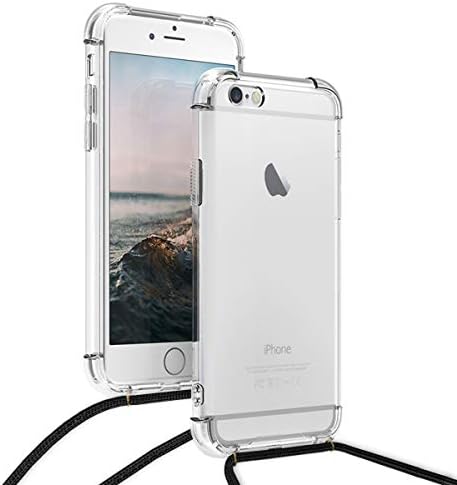Калъф kwmobile през рамо, Съвместима с калъф Apple iPhone 6 / 6S - Прозрачен калъф за телефон от TPU с каишка за кабела-дантела