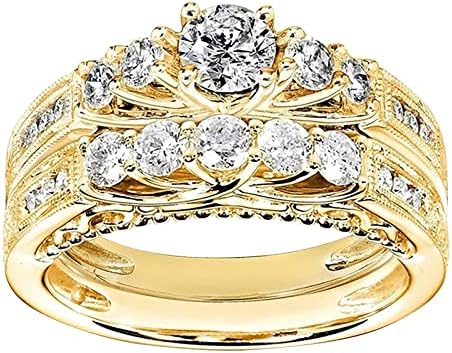 Уникални пръстени за жени, трупно пръстен с диаманти за жени, модни бижута, популярни аксесоари (злато, 9)