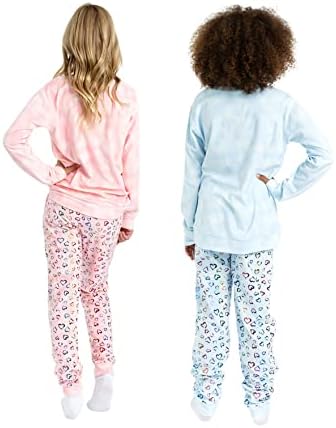 Детски комплект пижамных панталони Sleep On It за момичета | Велур hoody за сън от 4 теми и Флисовые панталони, Пижами