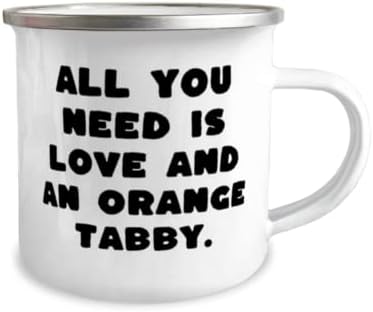 Подаръци за оранжев раиран котка на приятелите, Всичко, което ви трябва, е любовта и портокал, Чаша за къмпинг Love