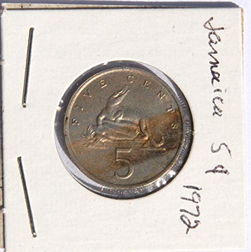 1972 JM Ямайка Американски крокодил Монети, деноминирани в 5 цента
