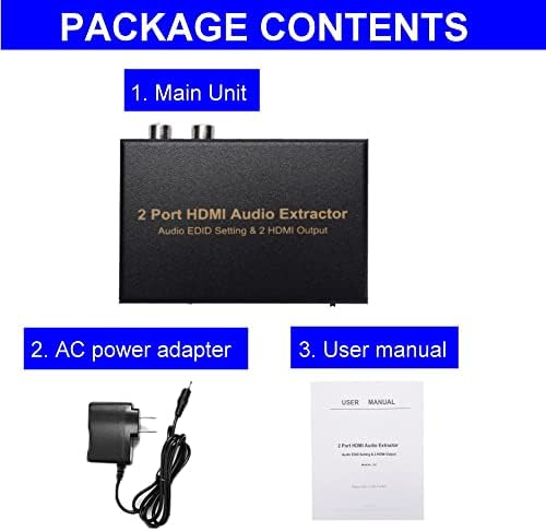 YOTOCAP 2 Порта HDMI Аудио Екстрактор Настройки EDID Аудио и 2 изхода HDMI 1080 P/60 Hz Поддръжка на 3D, HDMI за двойна