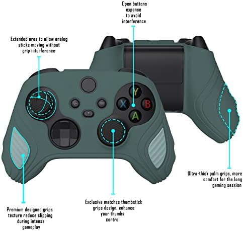 Двуцветен Противоскользящий силиконов калъф PlayVital Scorpion Edition контролера на Xbox X series / S, Мек Гумен калъф за контролера на Xbox Основната с тапи за улавяне на палеца - Templeto
