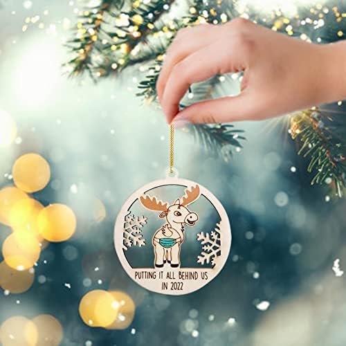 Коледна украса XIOS Оставя Всичко Това Зад Дървени Висулки във формата на елхи с Забавни Коледни Декорации, Гирлянди